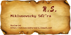Miklusovszky Sára névjegykártya